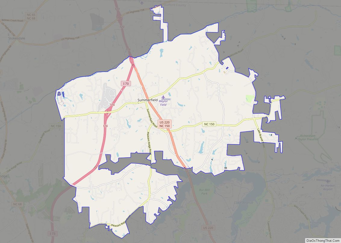 Map of Summerfield town, North Carolina