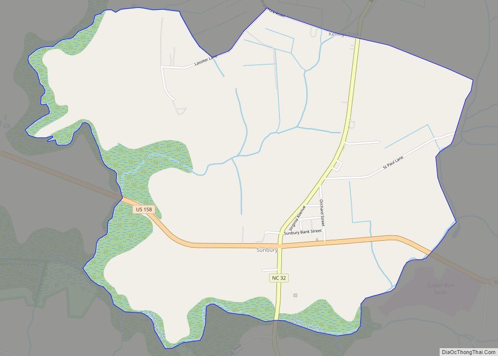 Map of Sunbury CDP, North Carolina