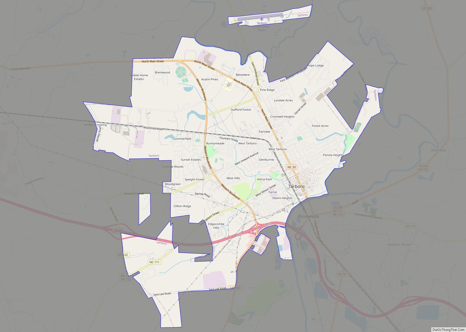 Map of Tarboro town