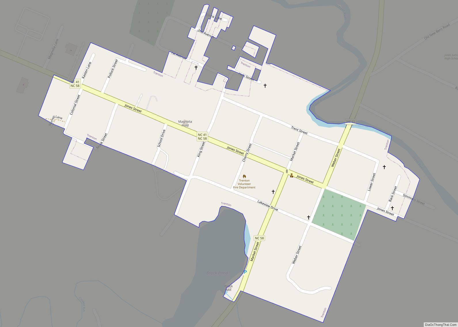 Map of Trenton town, North Carolina