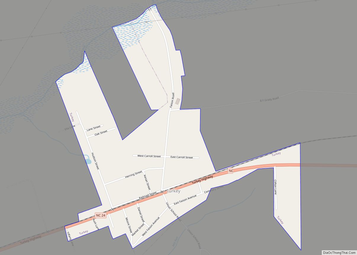 Map of Turkey town, North Carolina