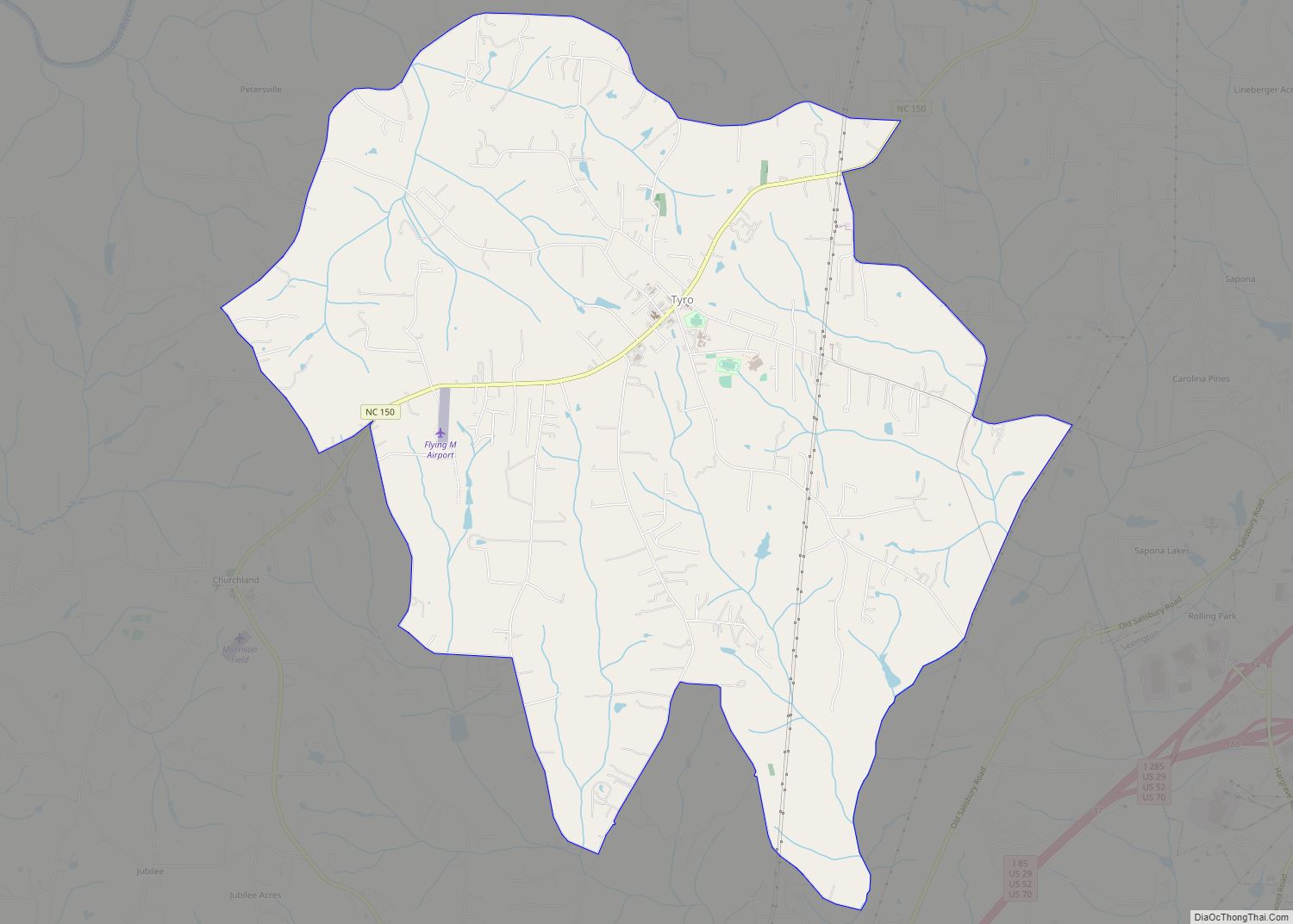 Map of Tyro CDP, North Carolina