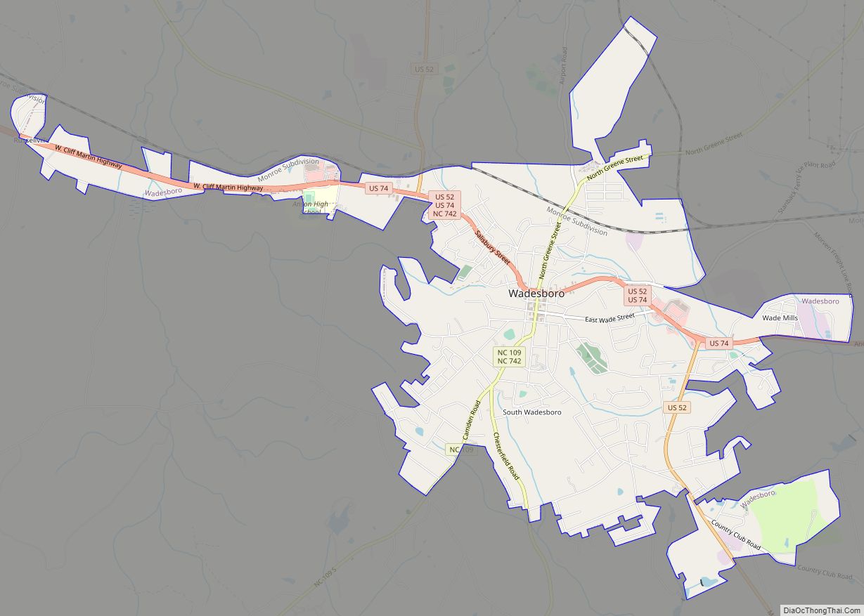 Map of Wadesboro town