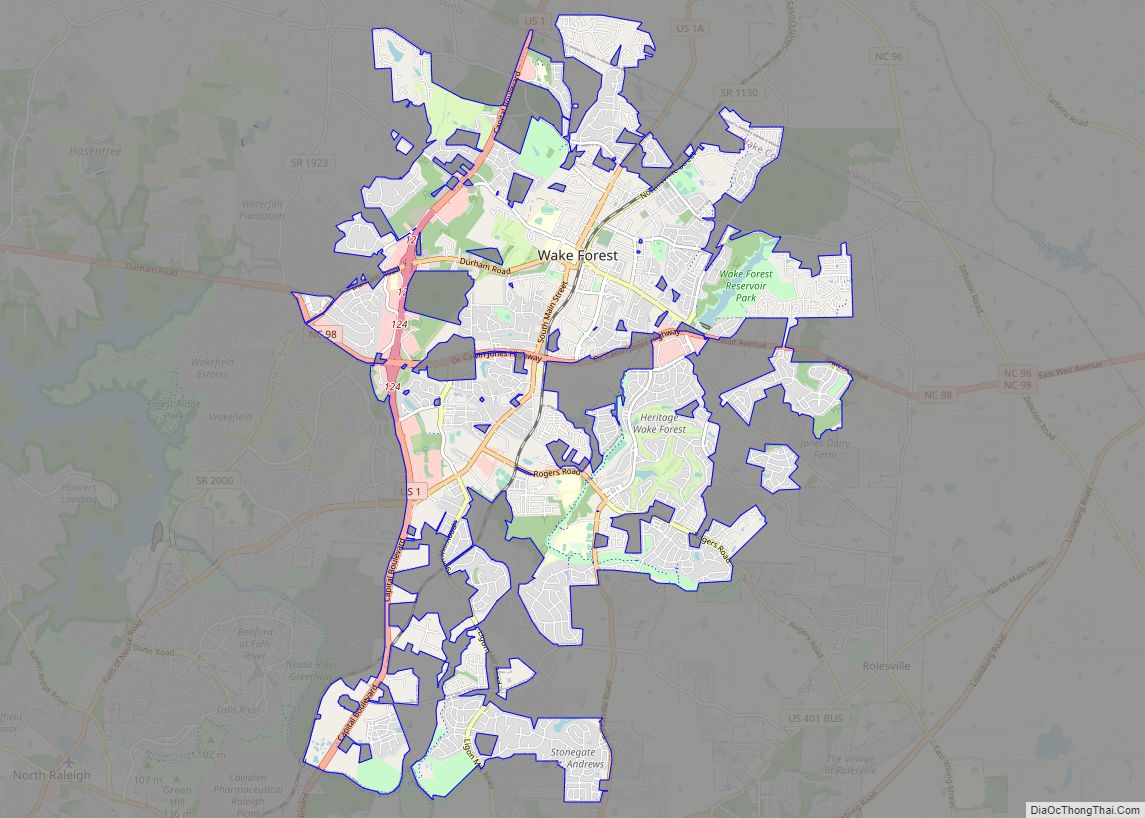 Map of Wake Forest town