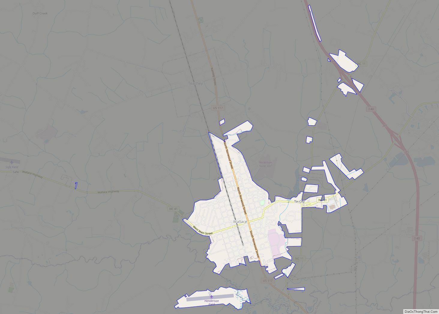 Map of Wallace town, North Carolina