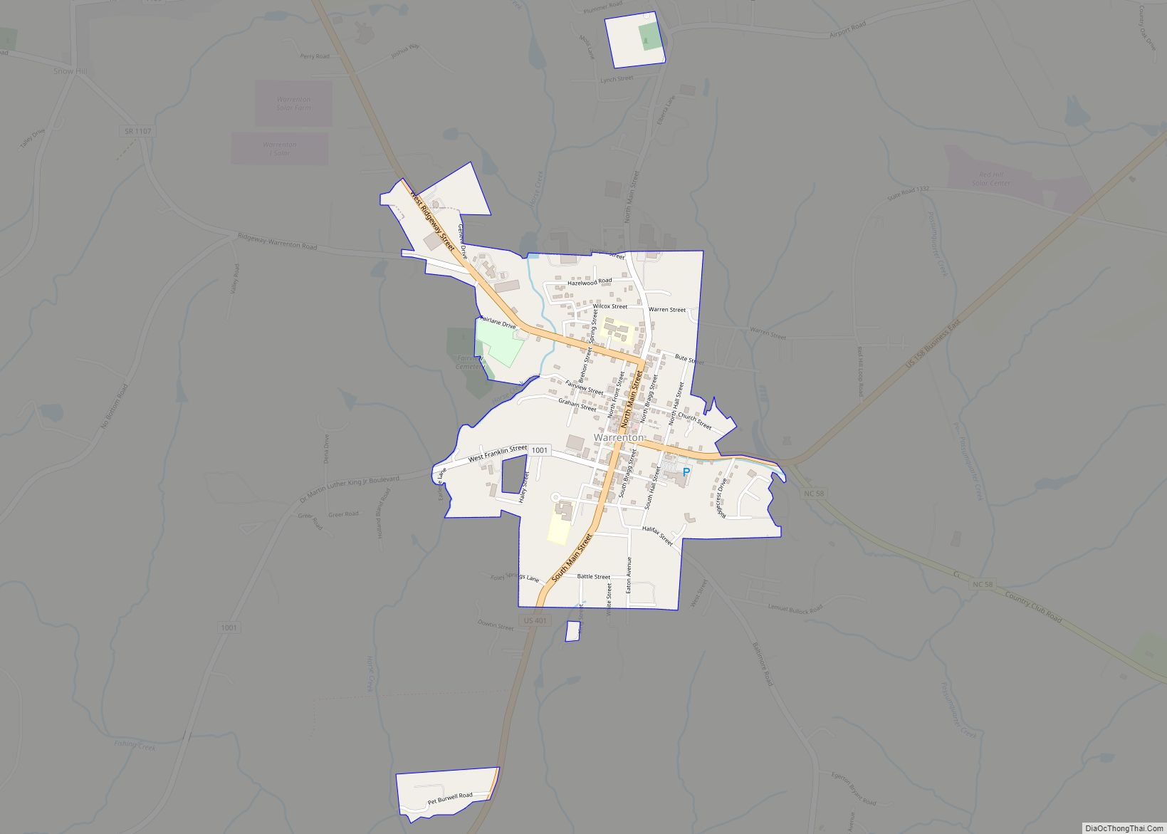 Map of Warrenton town, North Carolina