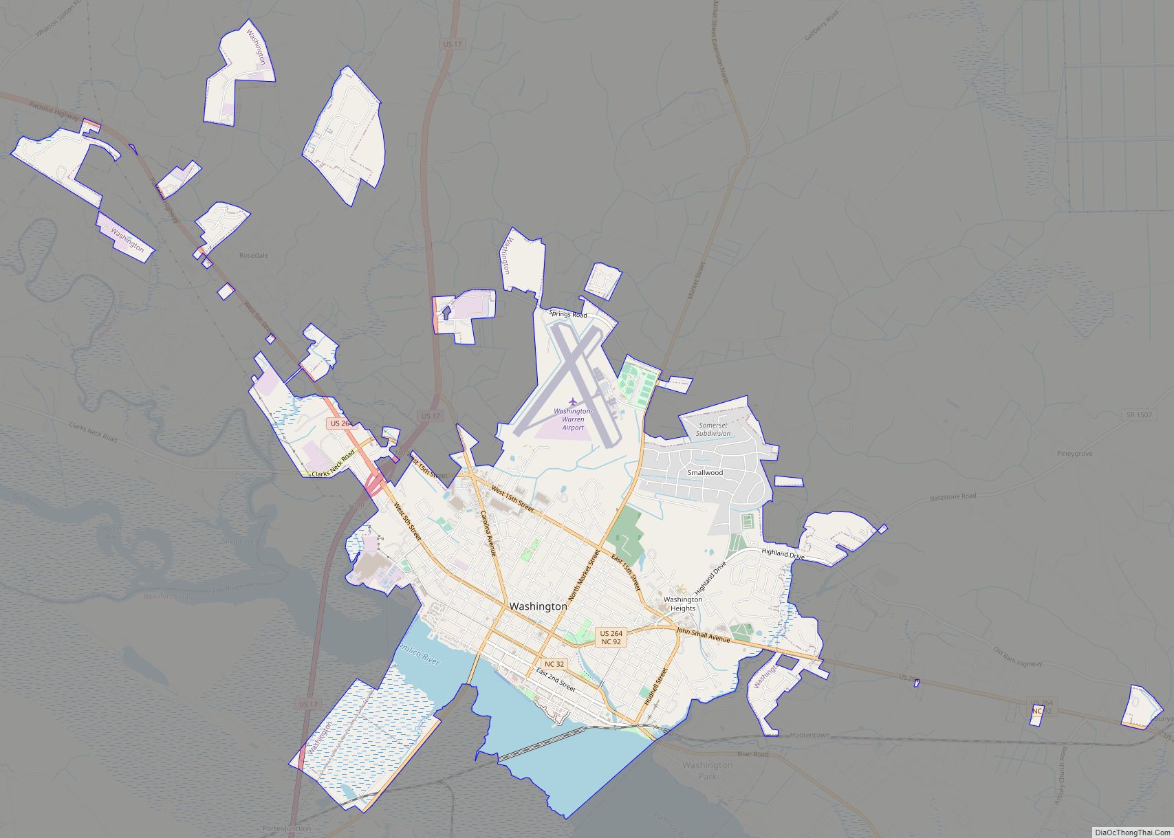 Map of Washington city, North Carolina