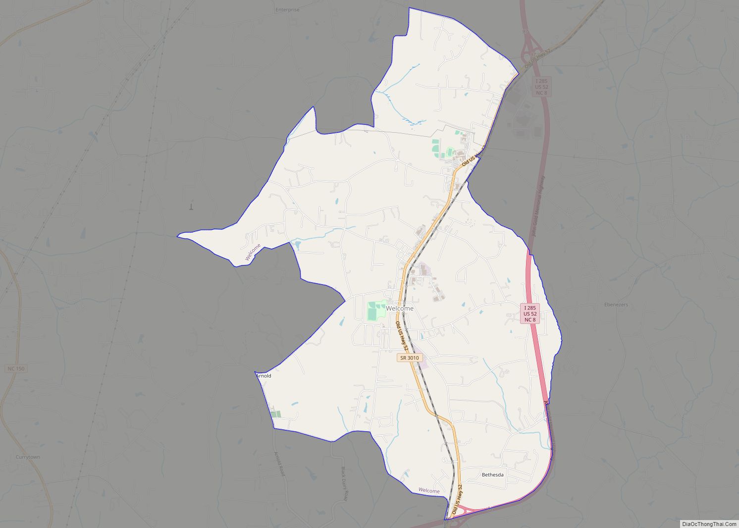 Map of Welcome CDP, North Carolina