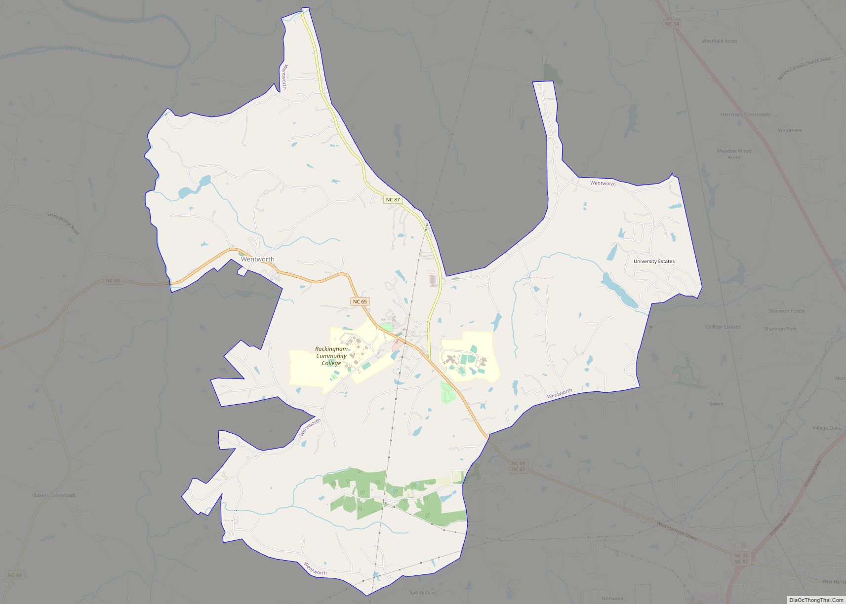 Map of Wentworth town, North Carolina