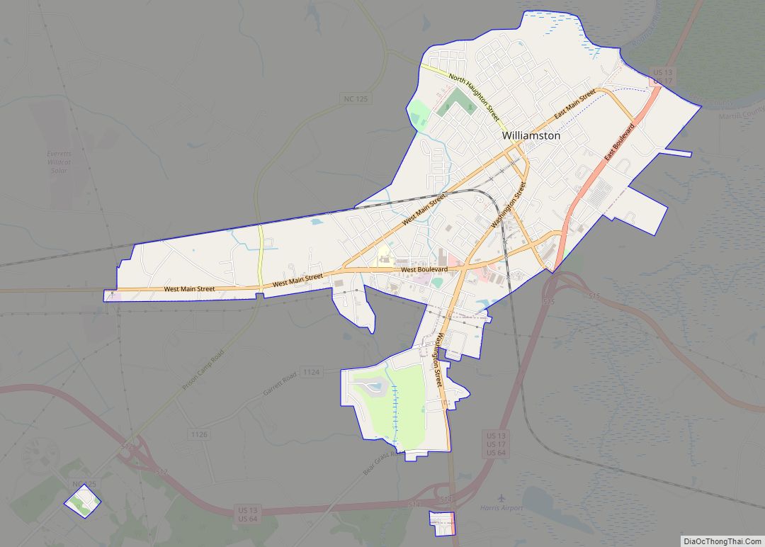 Map of Williamston town, North Carolina