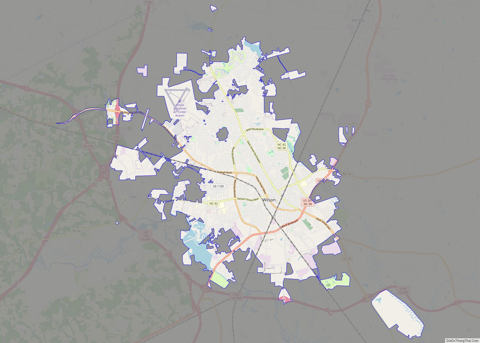 Map of Wilson city, North Carolina