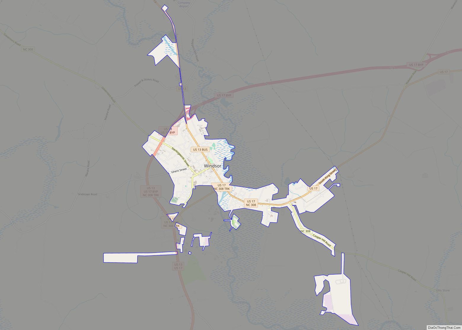 Map of Windsor town, North Carolina