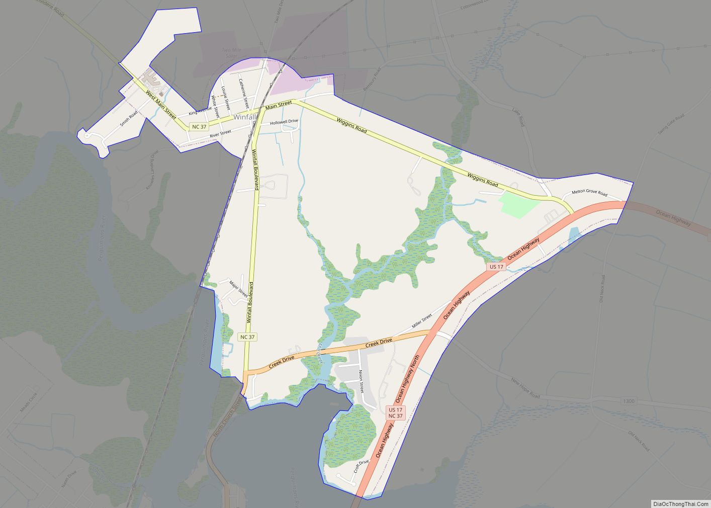 Map of Winfall town