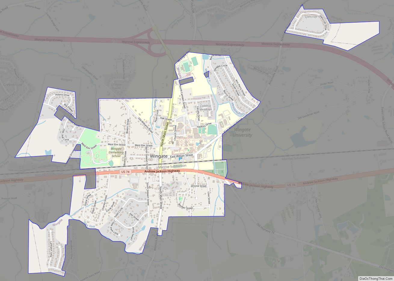 Map of Wingate town, North Carolina - Thong Thai Real