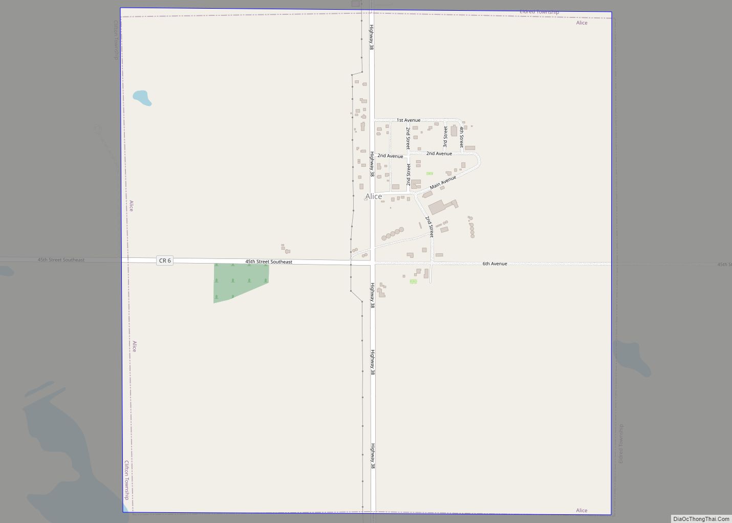 Map of Alice city, North Dakota