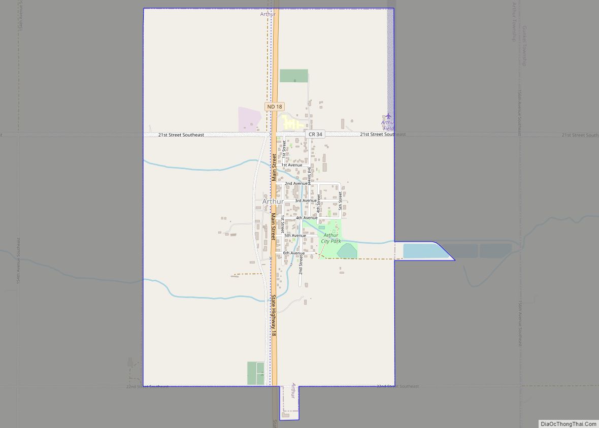 Map of Arthur city, North Dakota