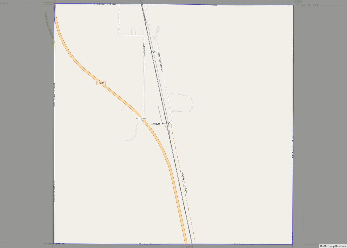 Map of Auburn CDP, North Dakota