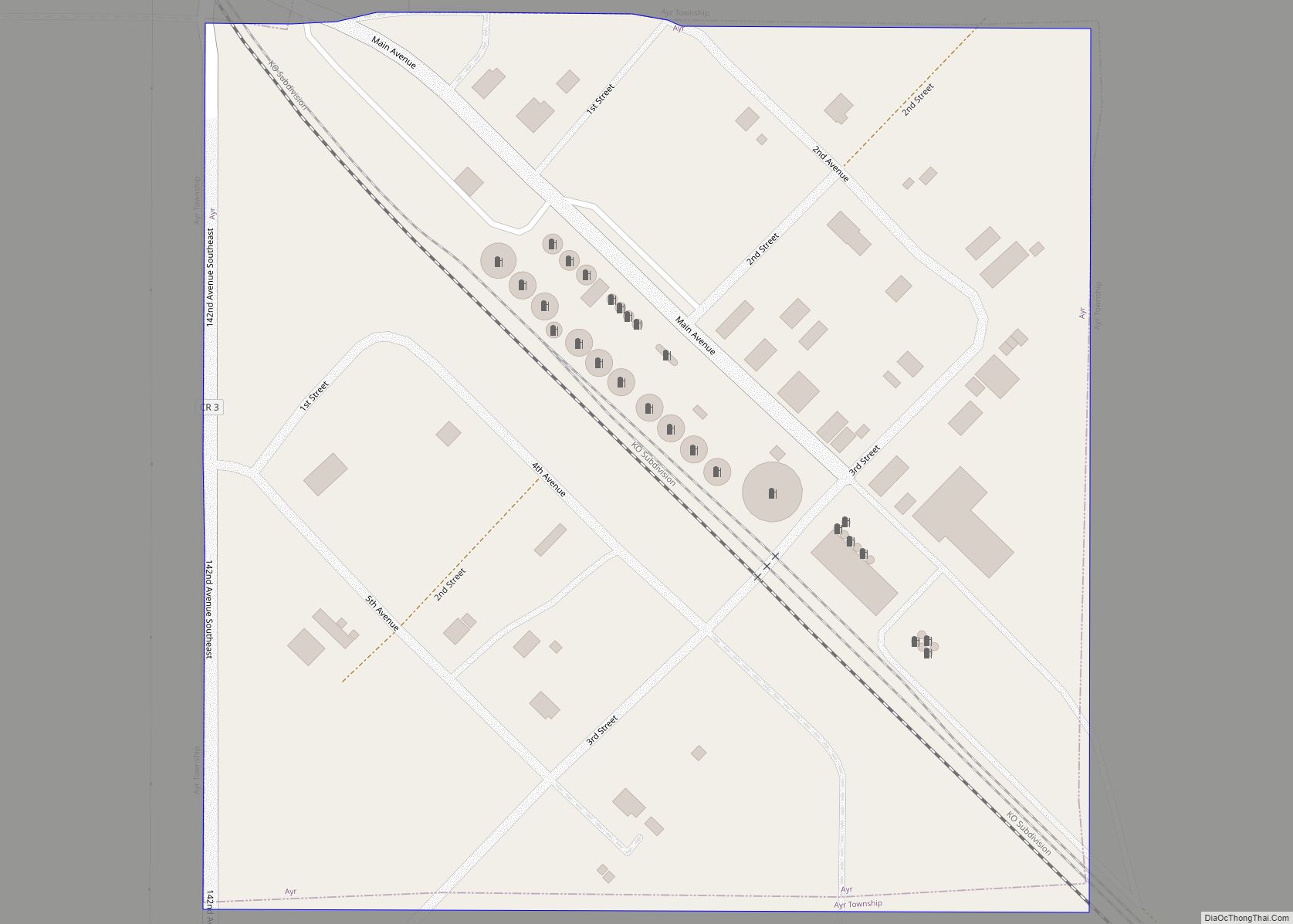 Map of Ayr city, North Dakota