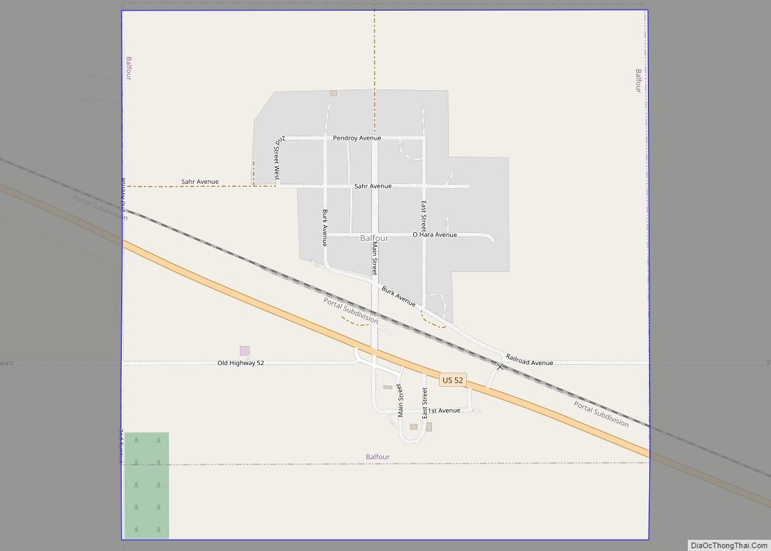 Map of Balfour city, North Dakota