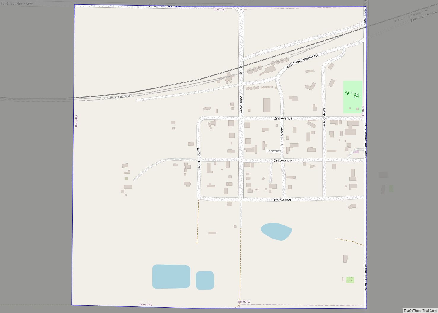 Map of Benedict city, North Dakota