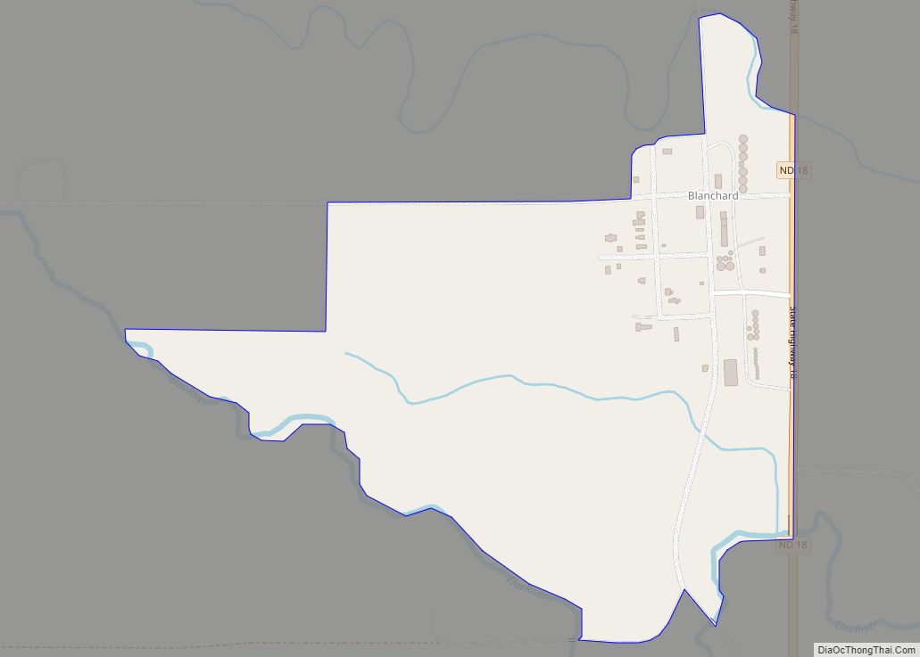 Map of Blanchard CDP, North Dakota