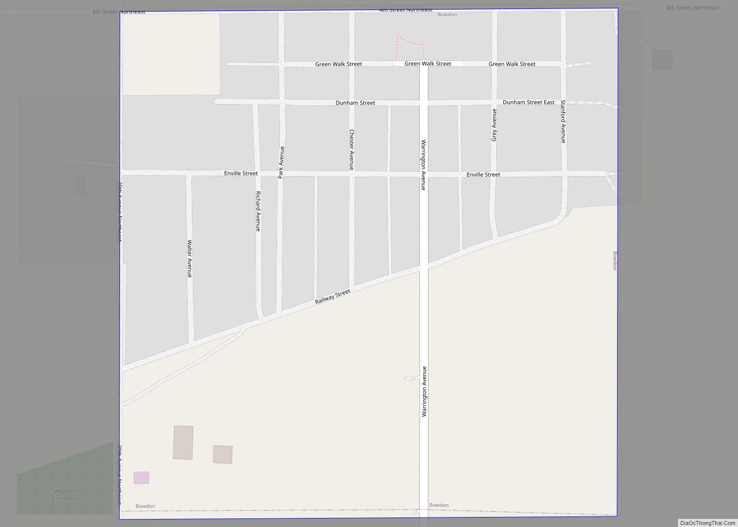 Map of Bowdon city, North Dakota