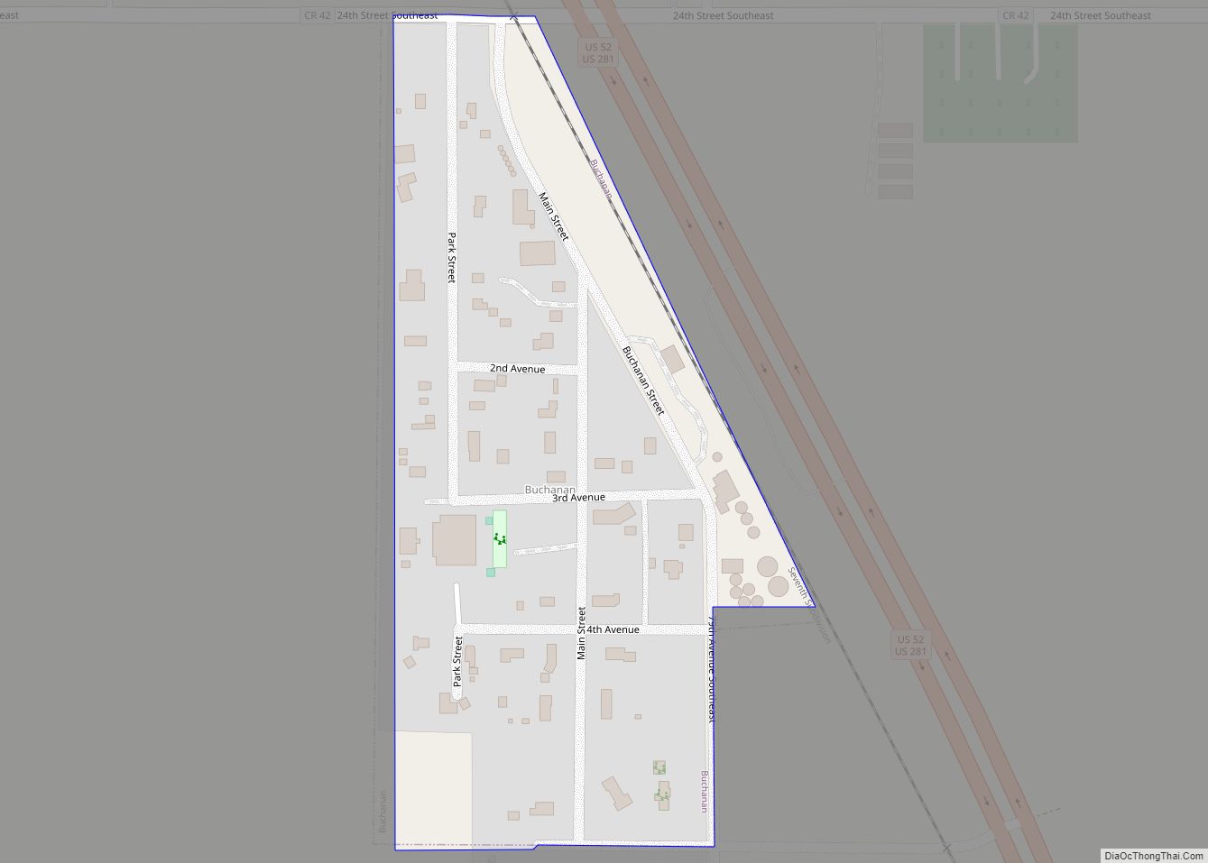 Map of Buchanan city, North Dakota