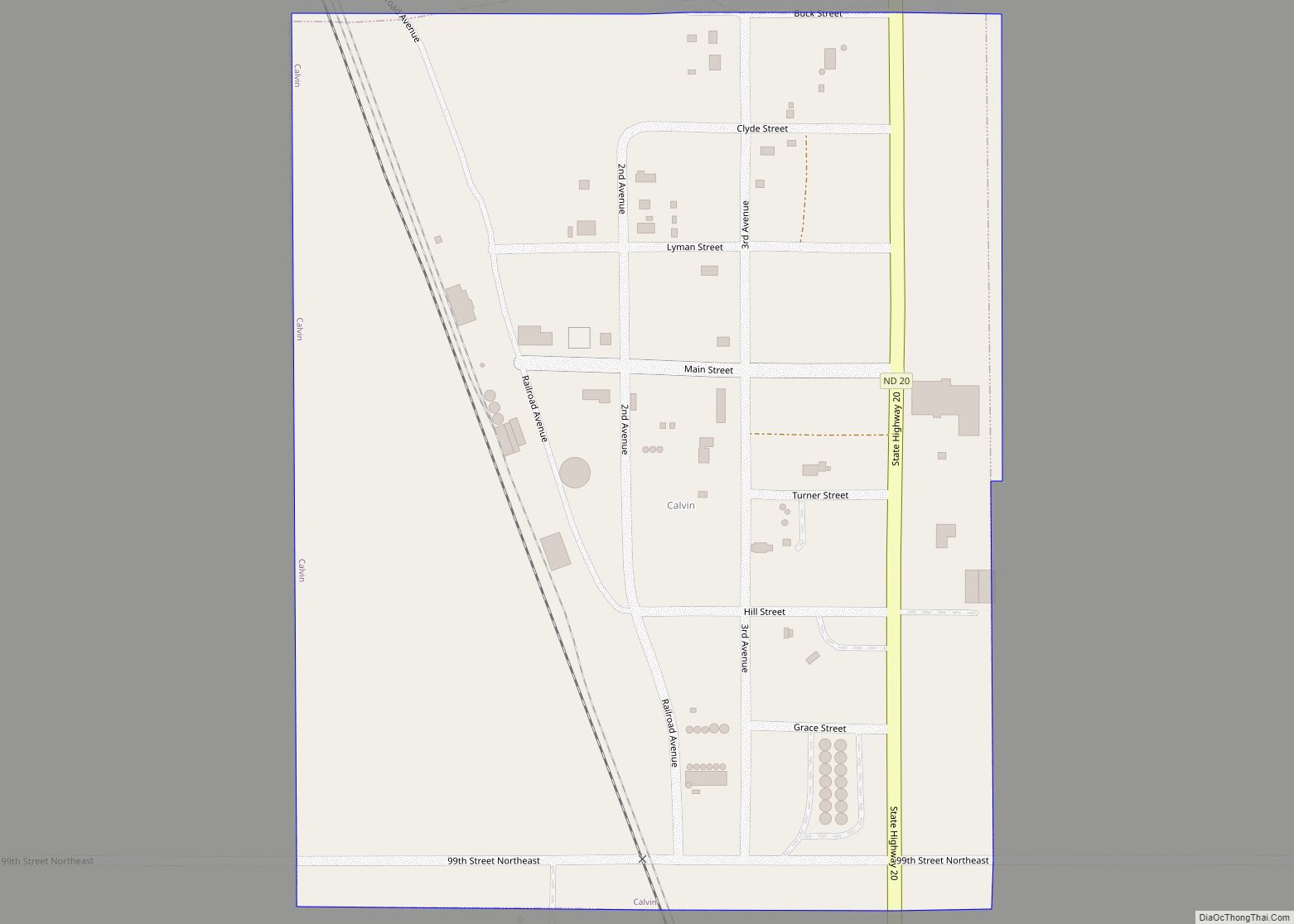 Map of Calvin city, North Dakota