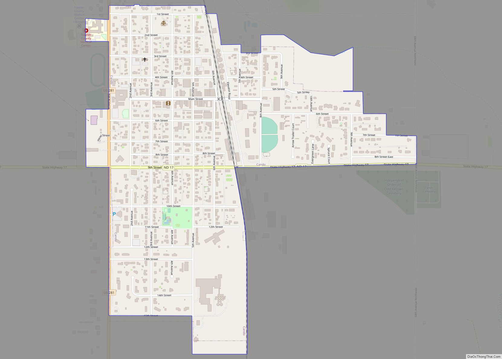 Map of Cando city