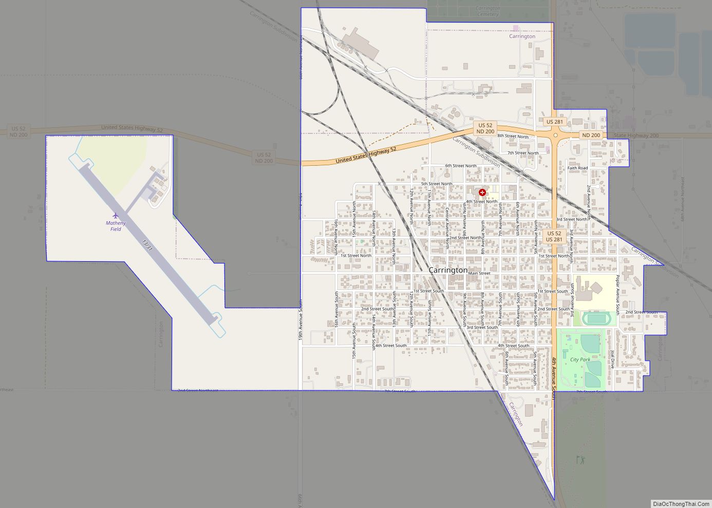Map of Carrington city