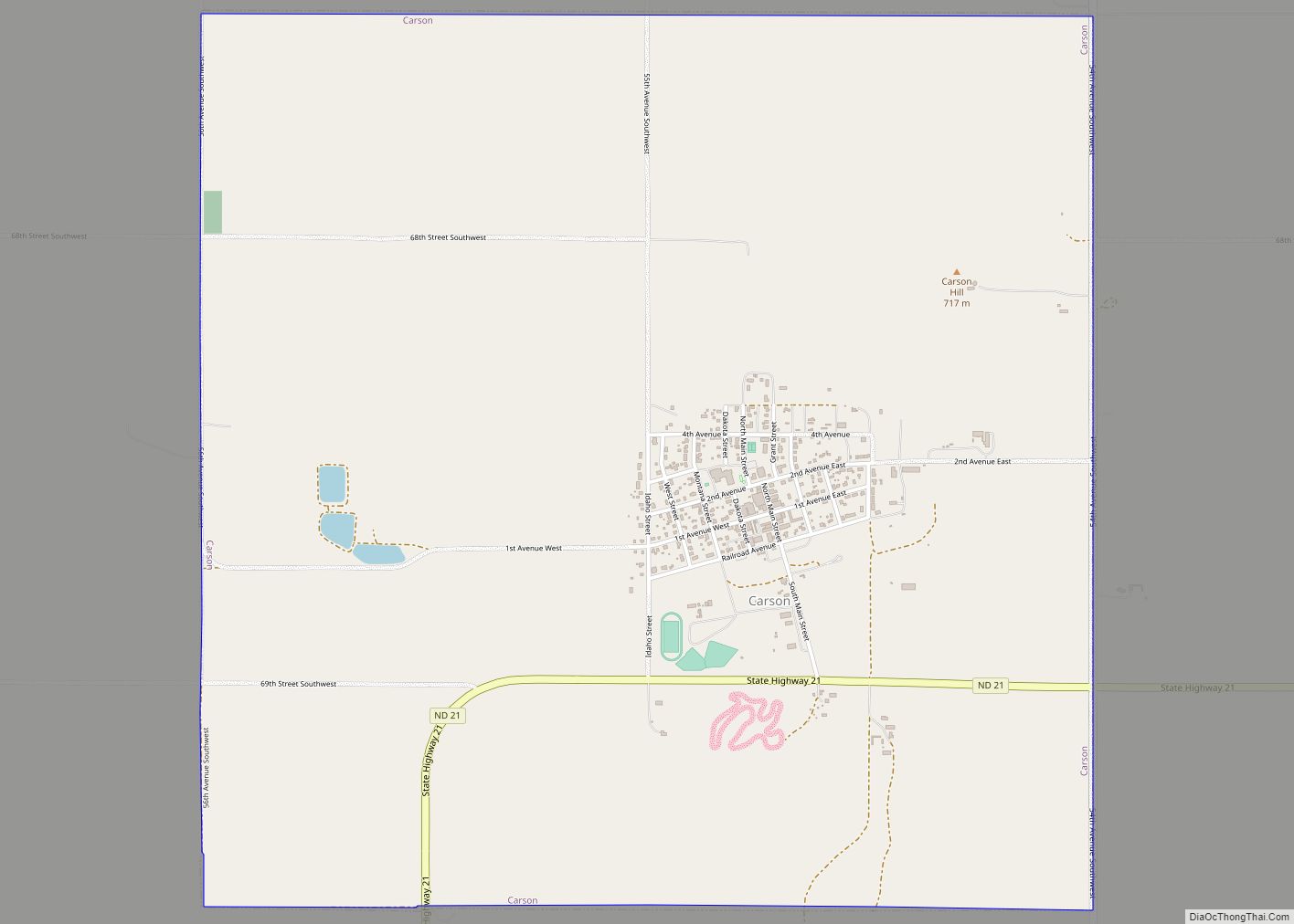 Map of Carson city, North Dakota