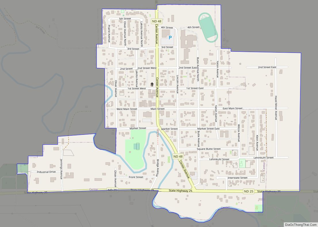 Map of Center city, North Dakota