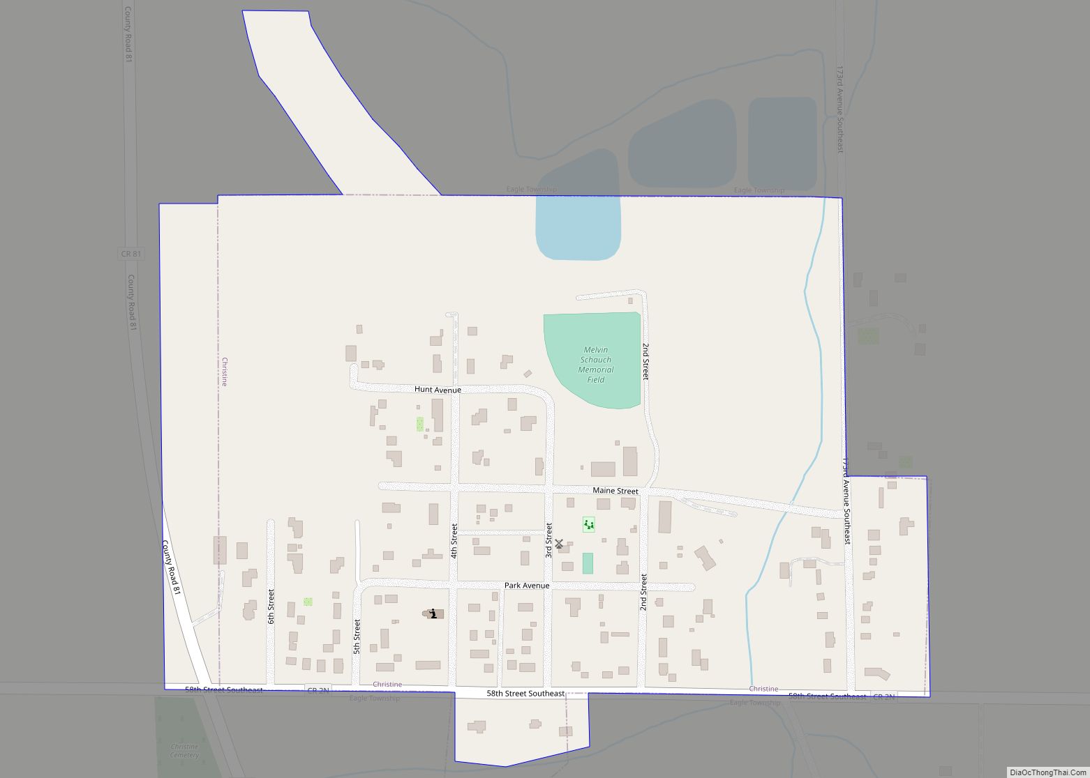 Map of Christine city, North Dakota