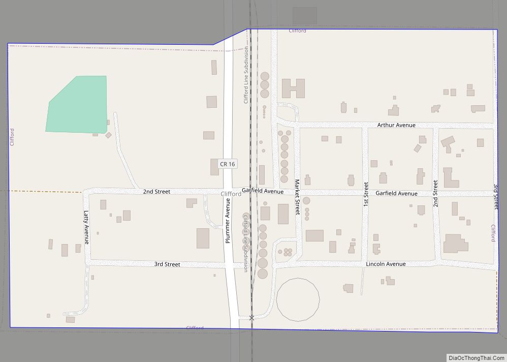 Map of Clifford city, North Dakota