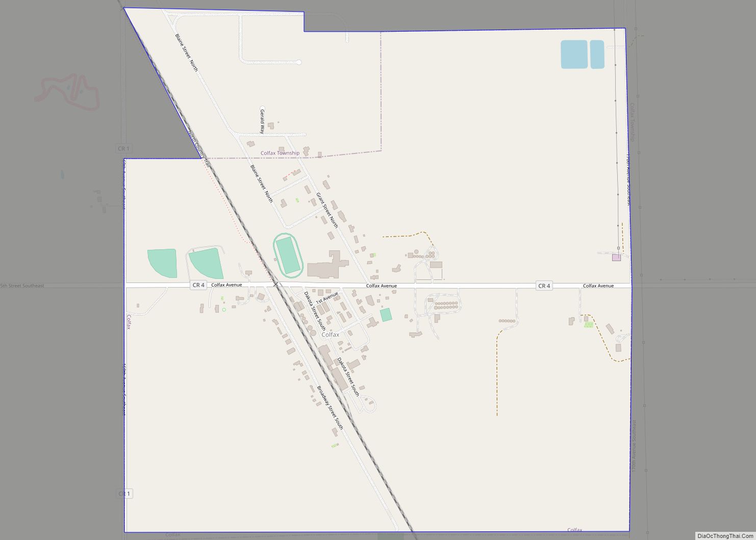 Map of Colfax city, North Dakota