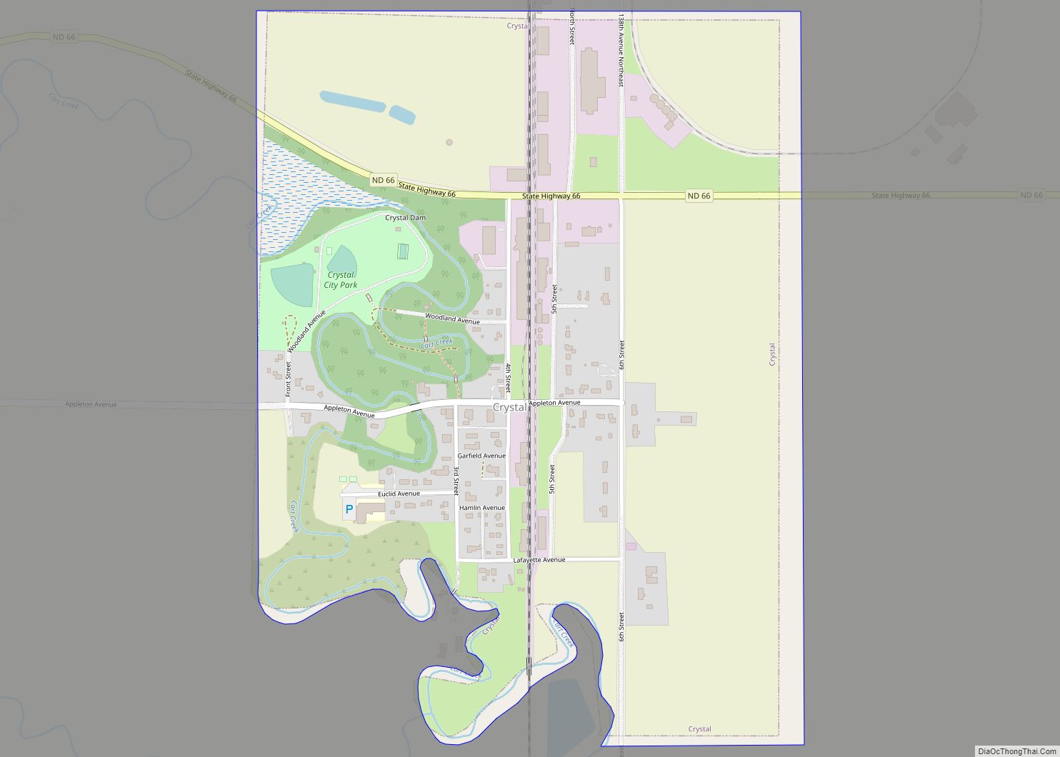 Map of Crystal city, North Dakota