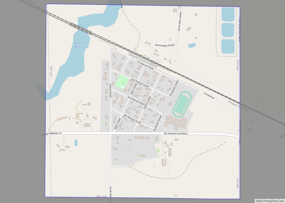 Map of Des Lacs city