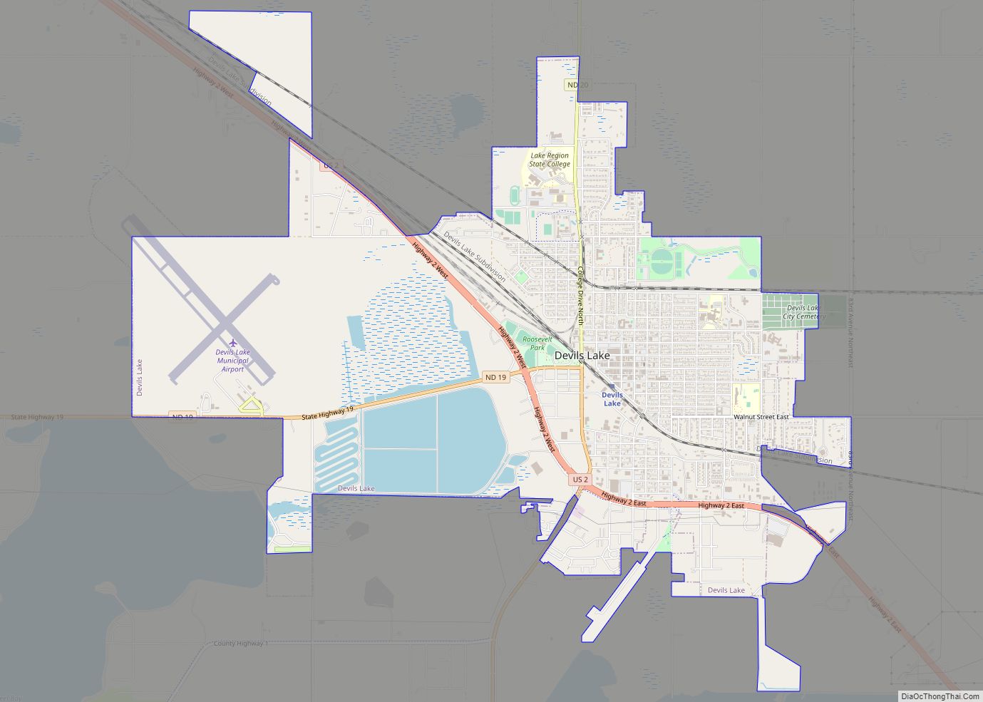 Map of Devils Lake city