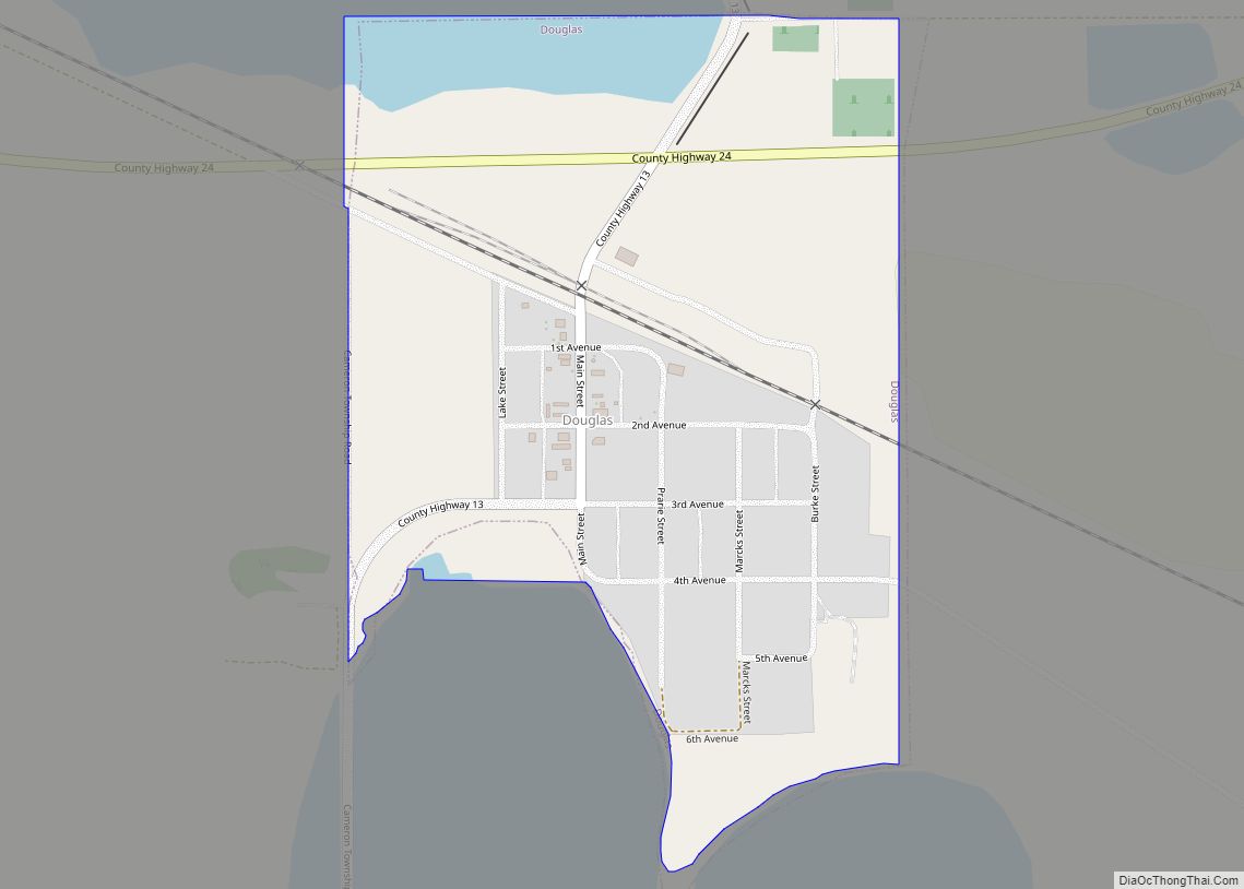 Map of Douglas city, North Dakota