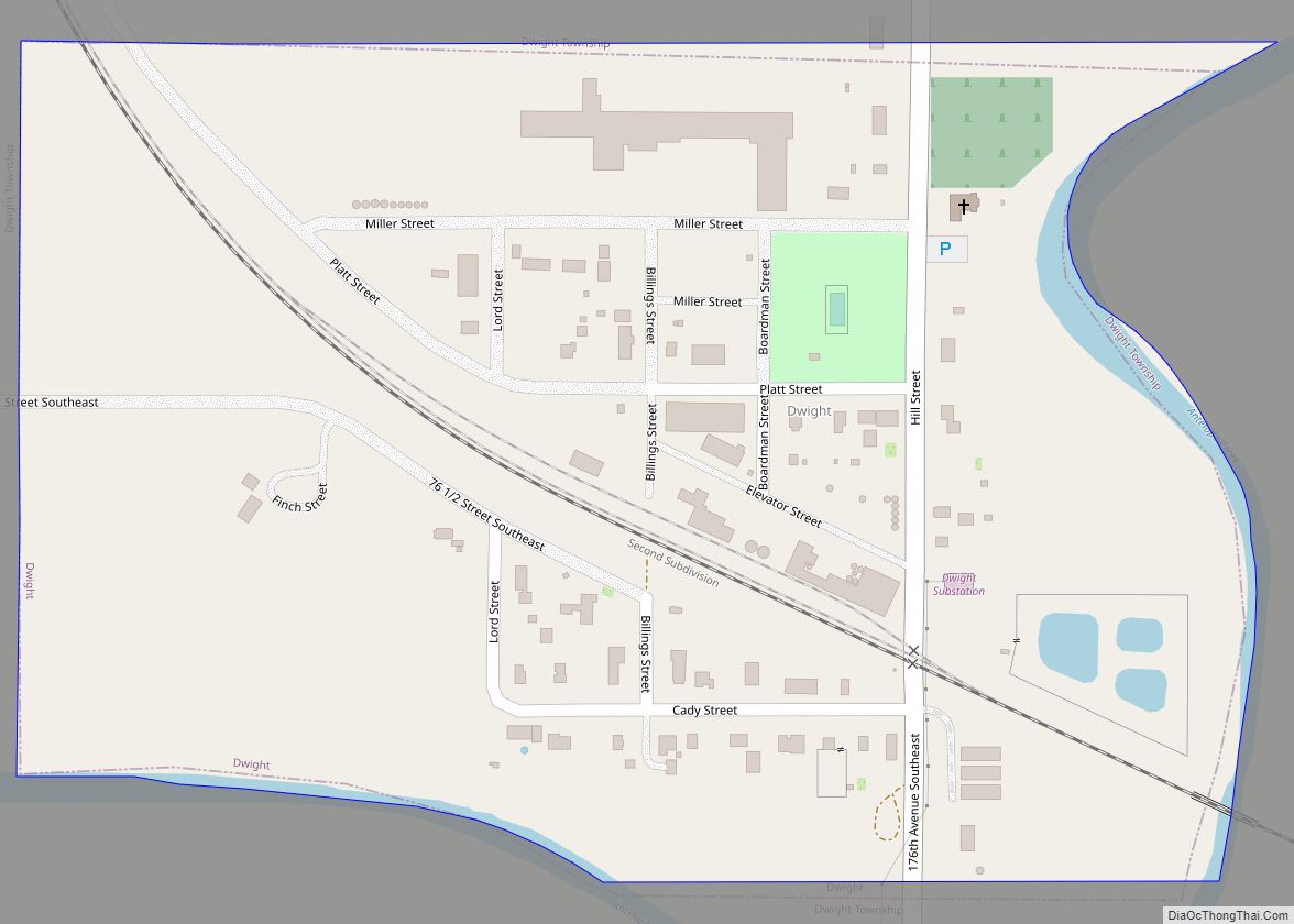 Map of Dwight city, North Dakota