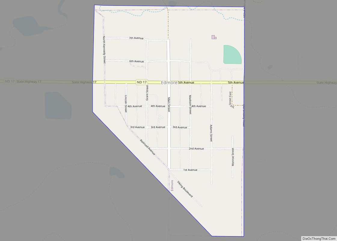 Map of Edmore city, North Dakota