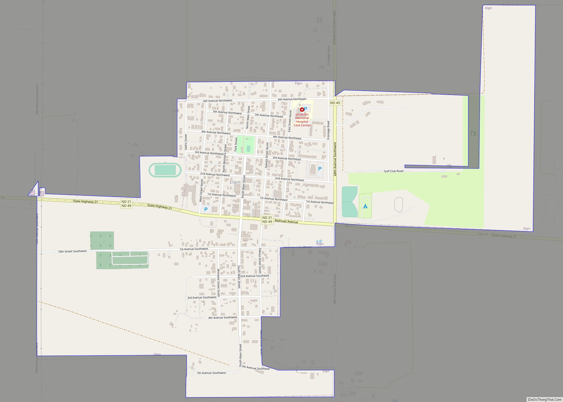 Map of Elgin city, North Dakota