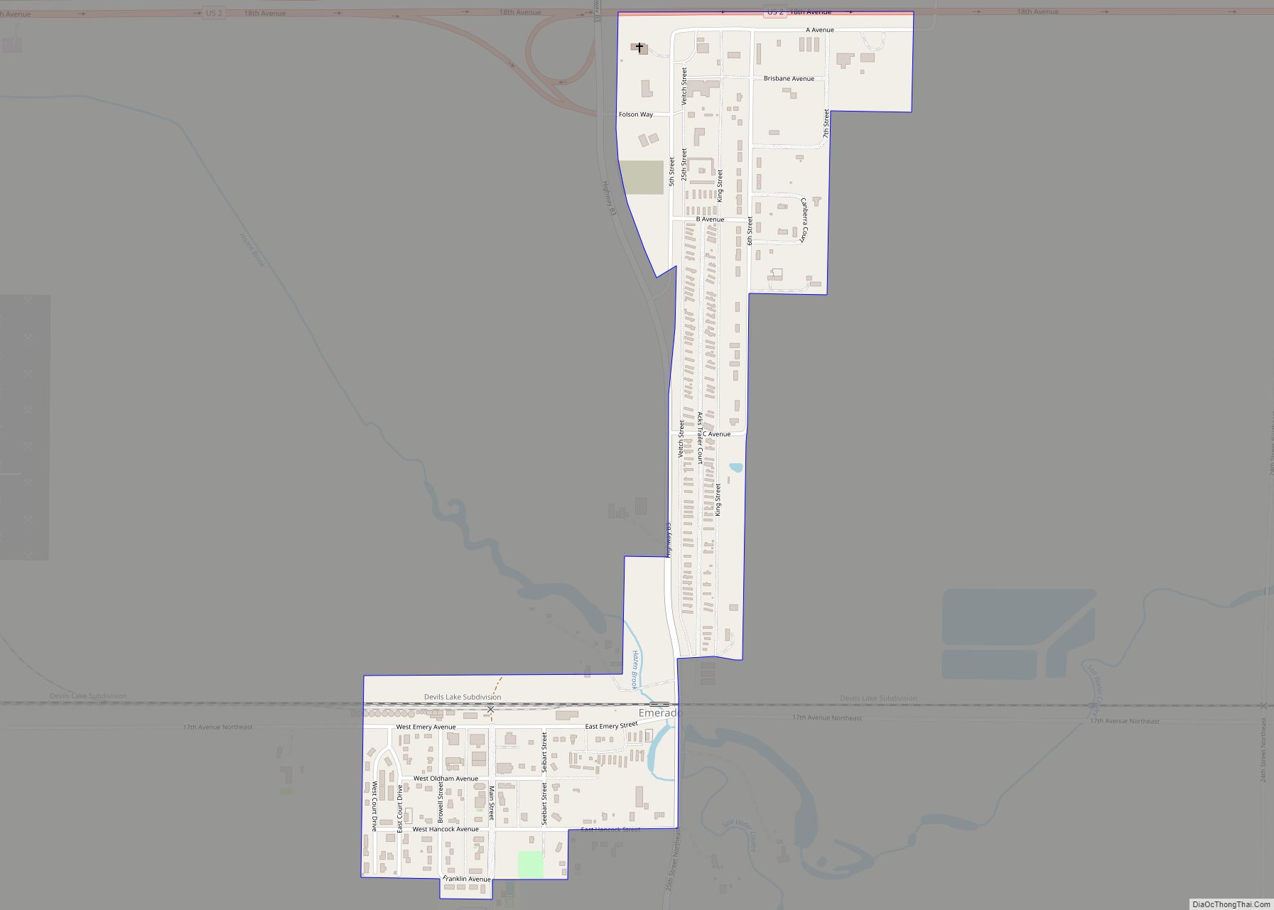Map of Emerado city