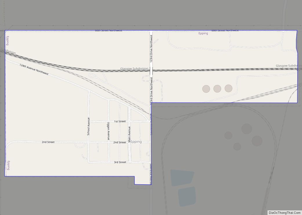 Map of Epping city, North Dakota