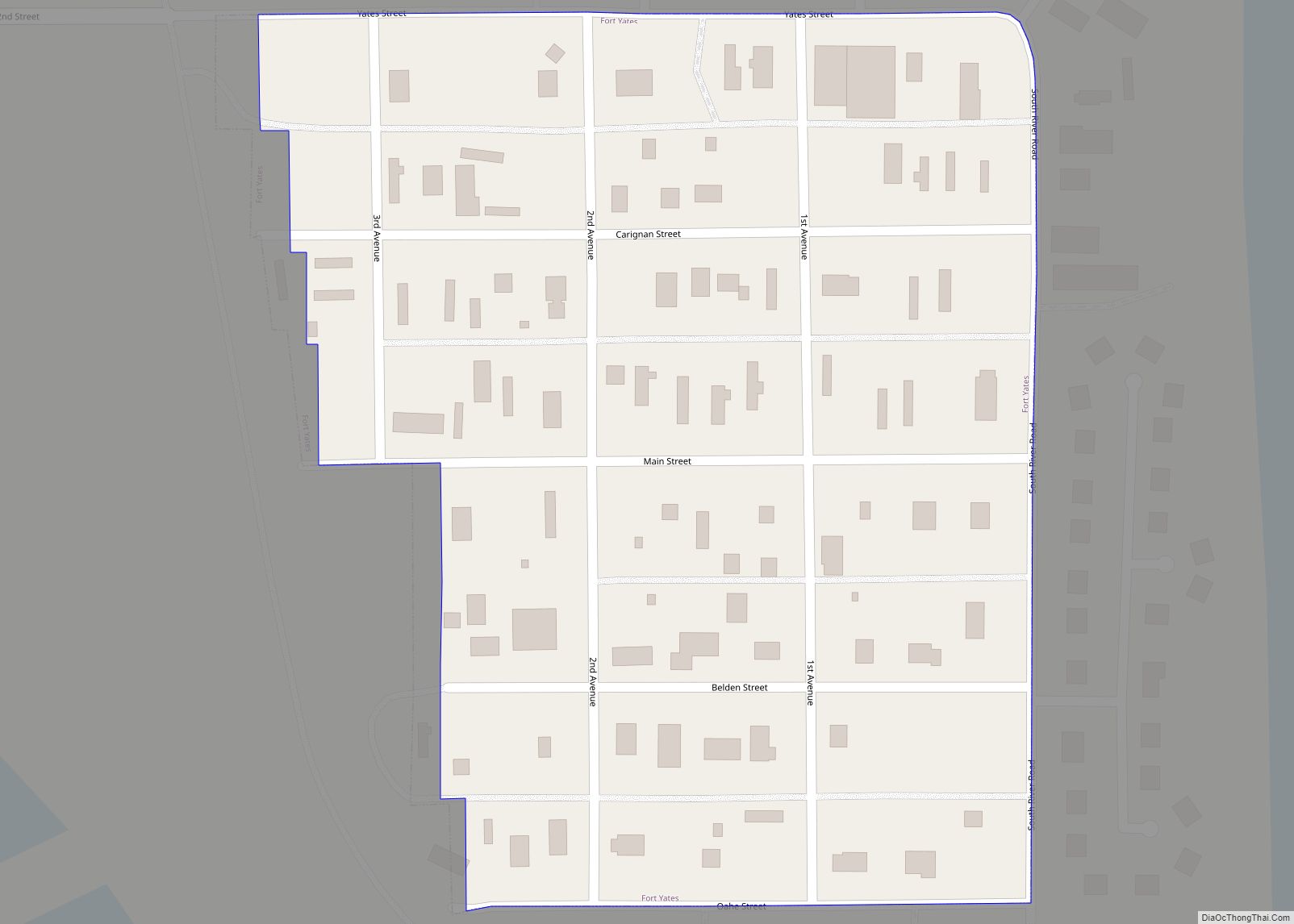 Map of Fort Yates city