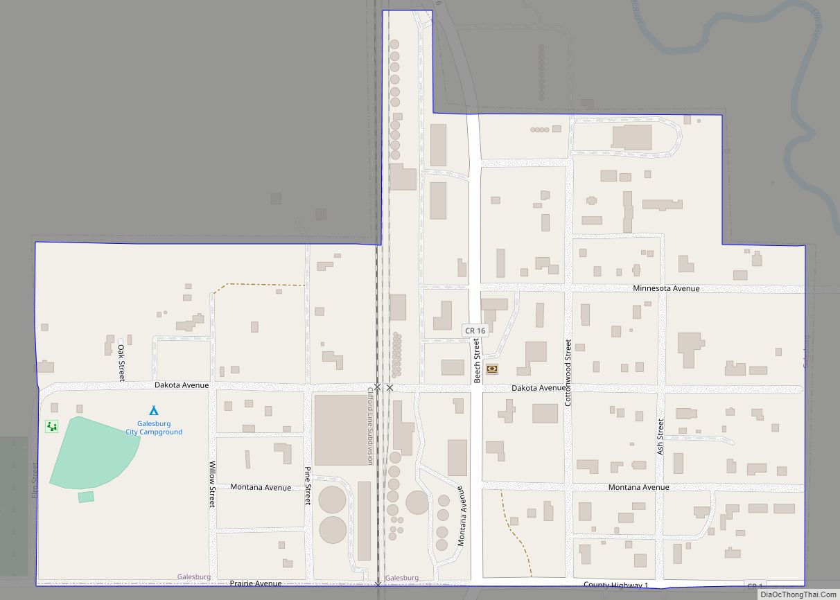 Map of Galesburg city, North Dakota