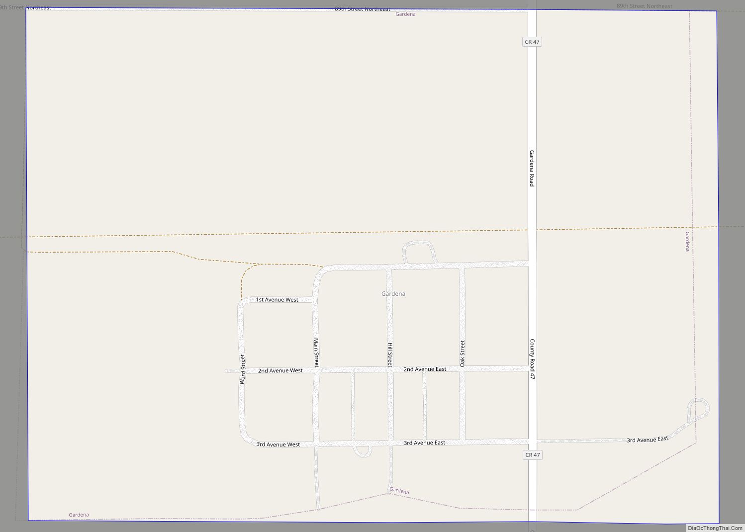 Map of Gardena city, North Dakota
