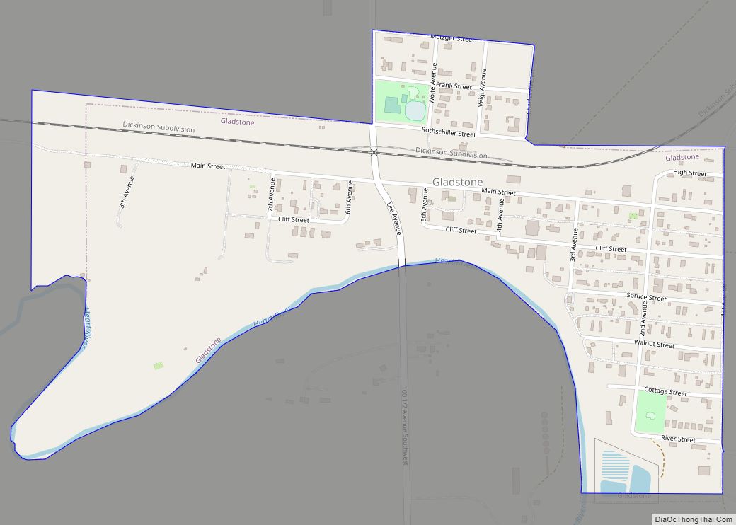 Map of Gladstone city, North Dakota