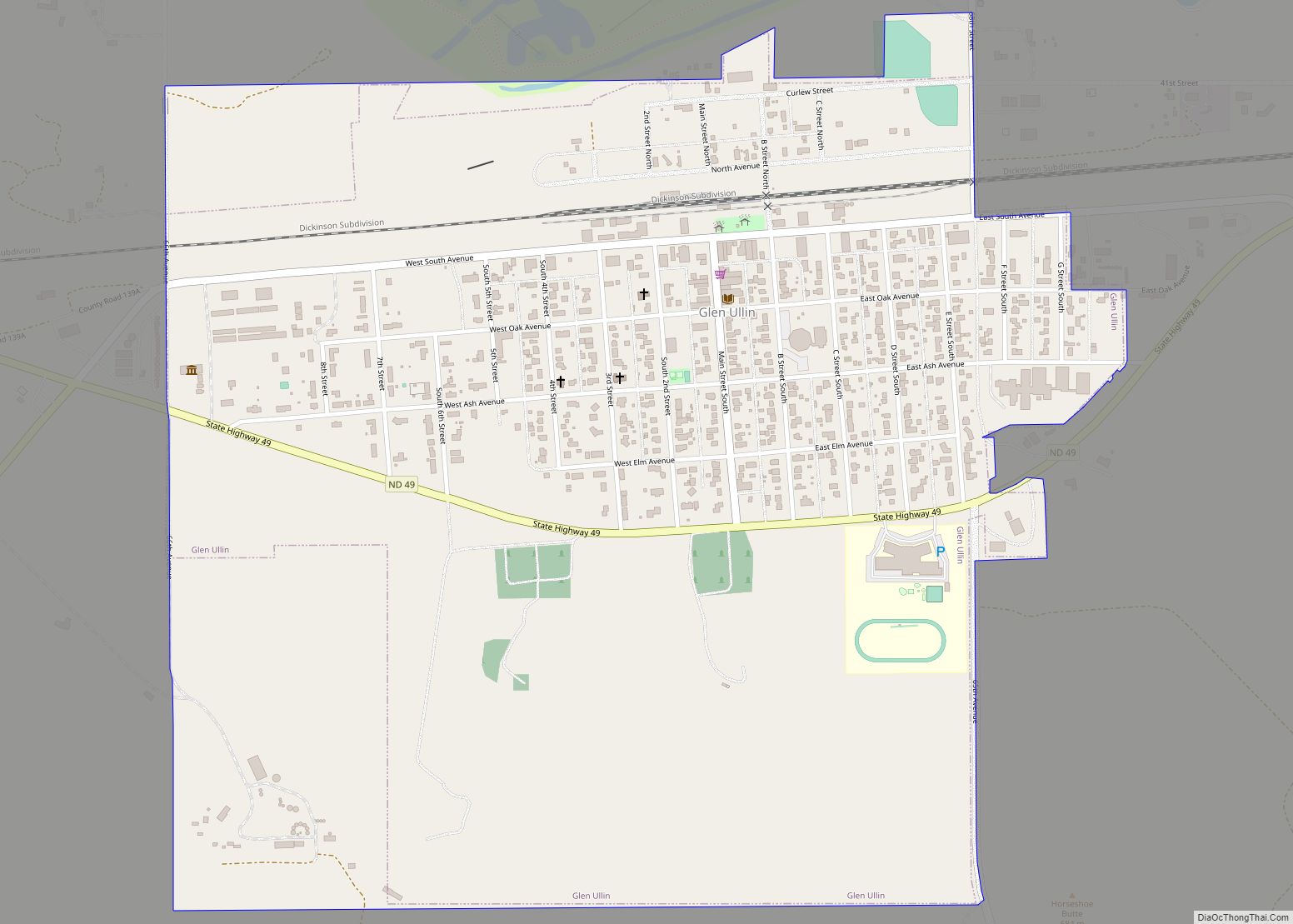 Map of Glen Ullin city