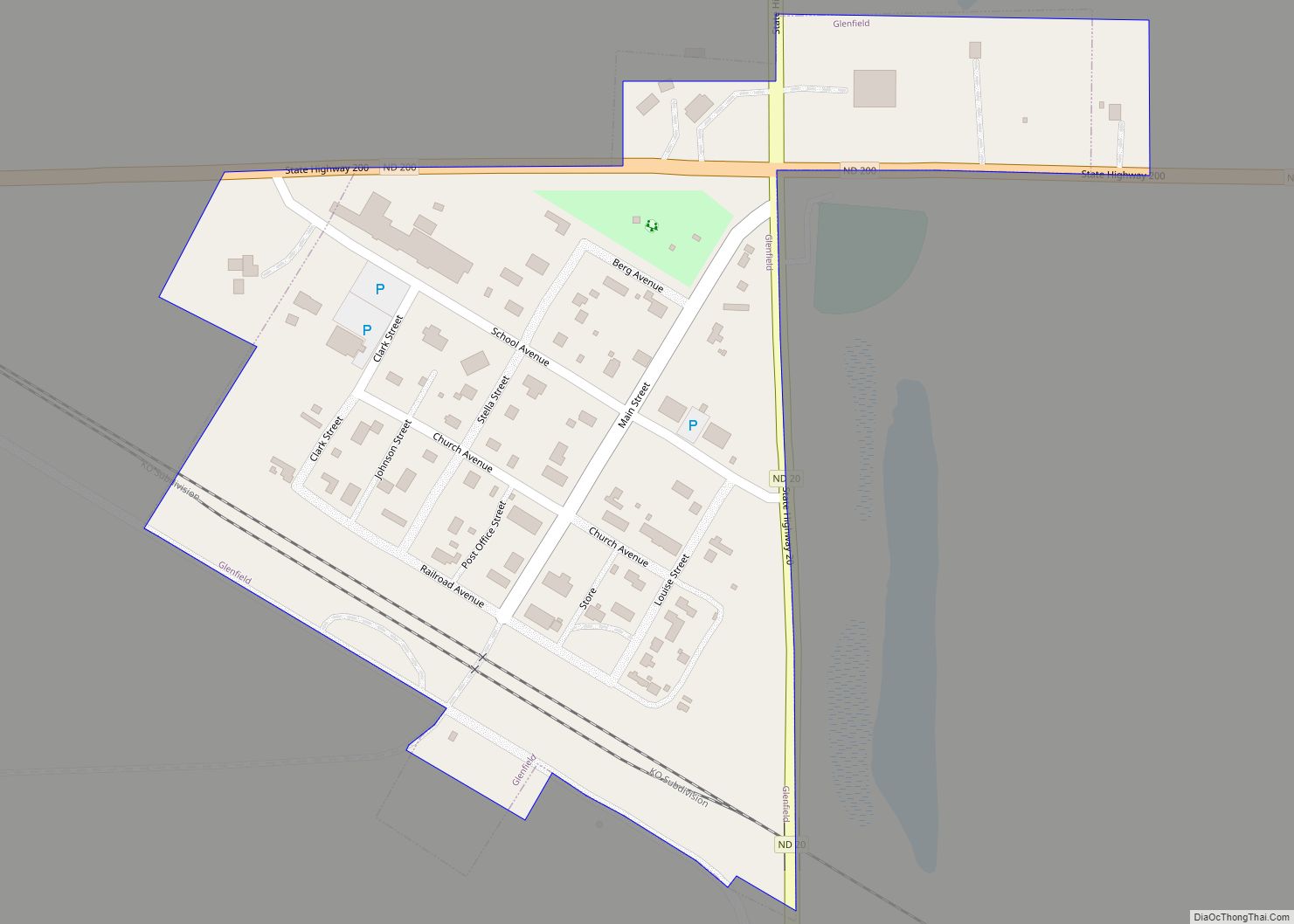 Map of Glenfield city, North Dakota